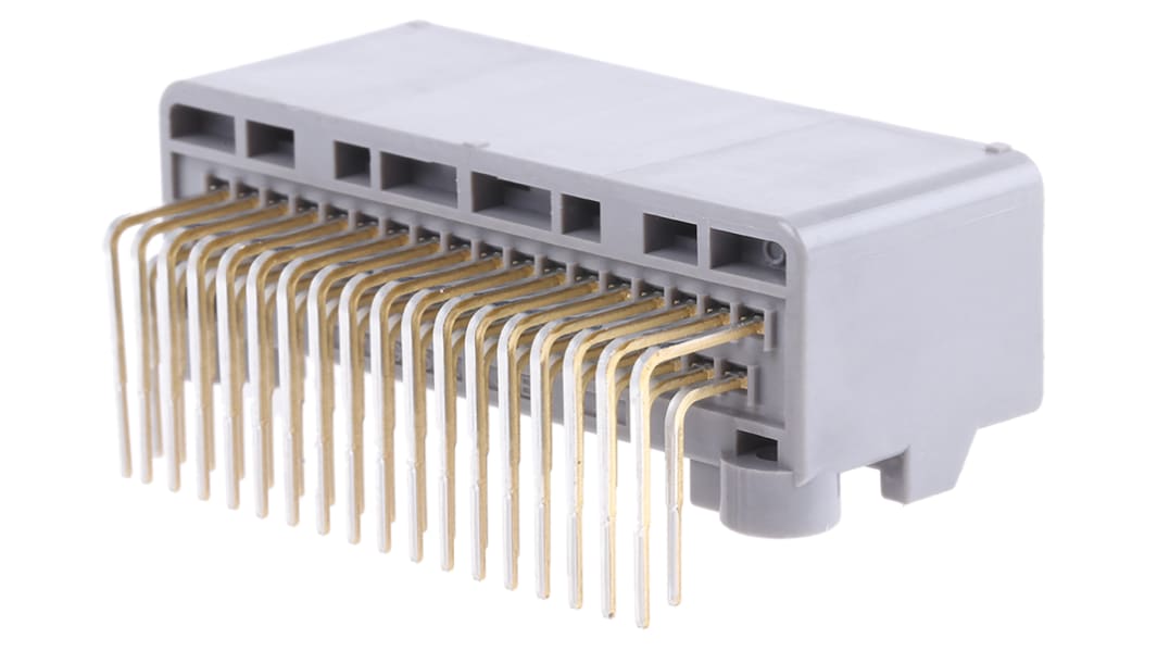 Conector macho para PCB Ángulo de 90° JAE serie MX34 de 36 vías, 2 filas, paso 2.2mm, para soldar, Montaje en orificio