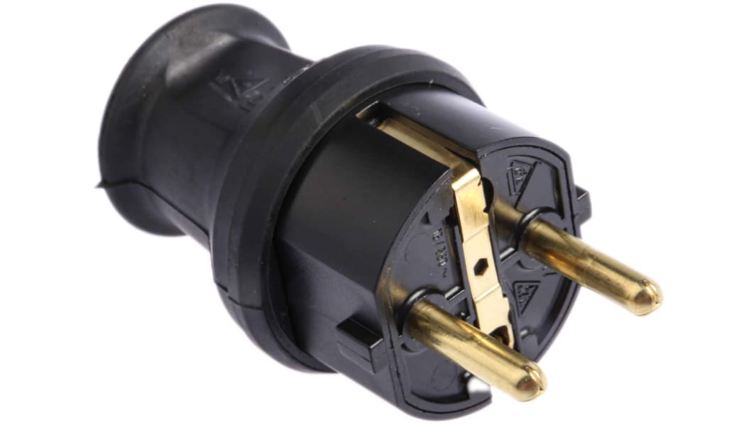 Kopp Black Cable Mount Mains Connector Plug, Rated At 16A, 250 V