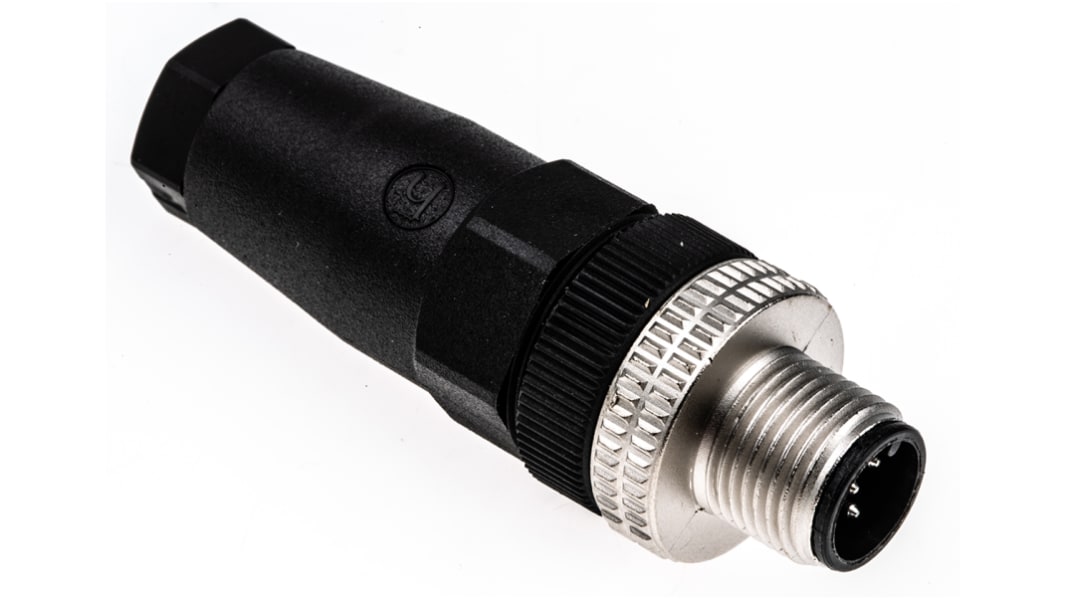 Conector circular Telemecanique Sensors macho serie XZCC de 5 vías macho, montaje aéreo, IP67
