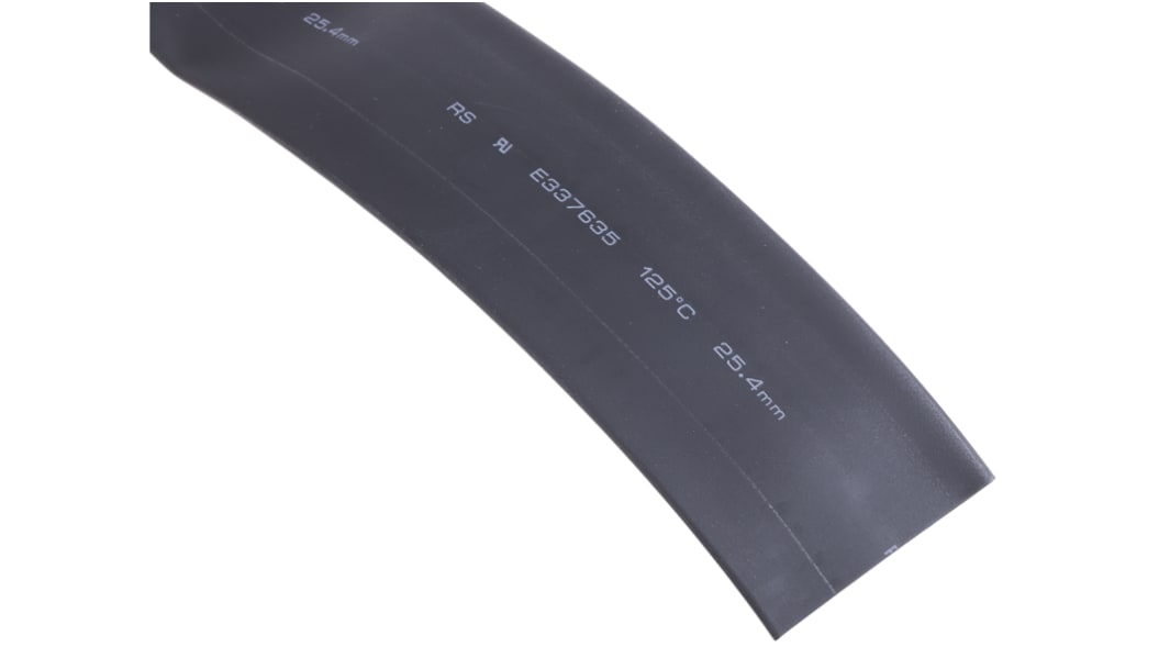 RS PRO Heat Shrink Tubing, Black 25.4mm Sleeve Dia. x 3m Length 2:1 Ratio