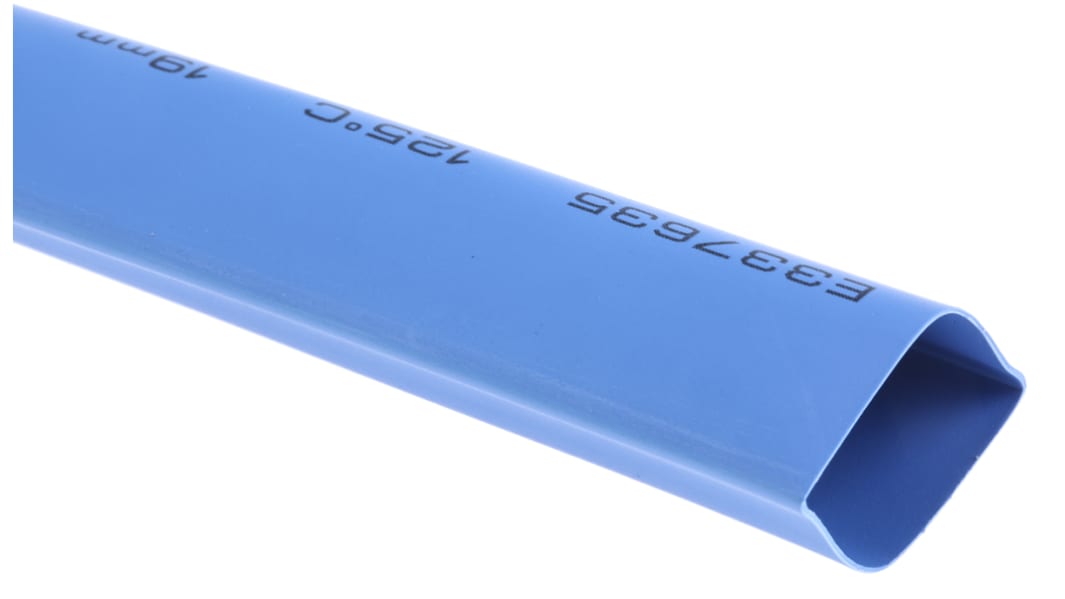 RS PRO Heat Shrink Tubing, Blue 19mm Sleeve Dia. x 5m Length 2:1 Ratio