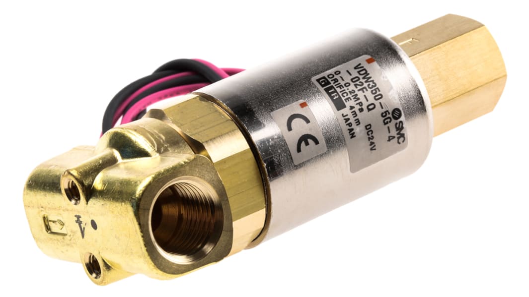 SMC Solenoid Valve VDW350-5G-4-02F-Q, 3 port(s) , NO/NC, 24 V dc, 1/4in