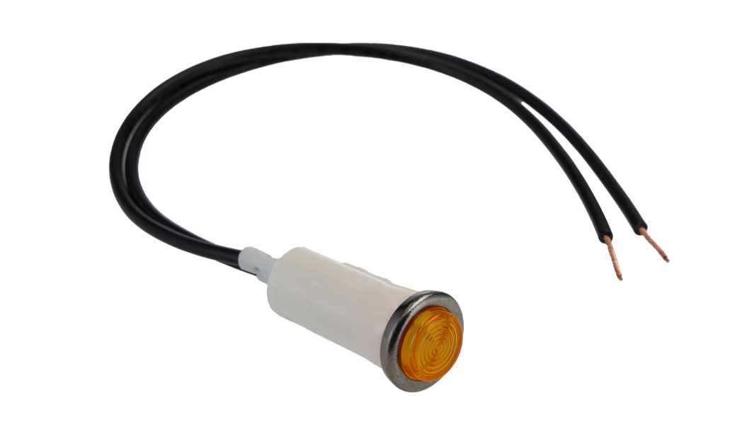 Indicador Neón Circular Arcolectric (Bulgin) Ltd 0067, Naranja, lente prominente, marco Cromo, Ø montaje 12.7mm, 230V ac
