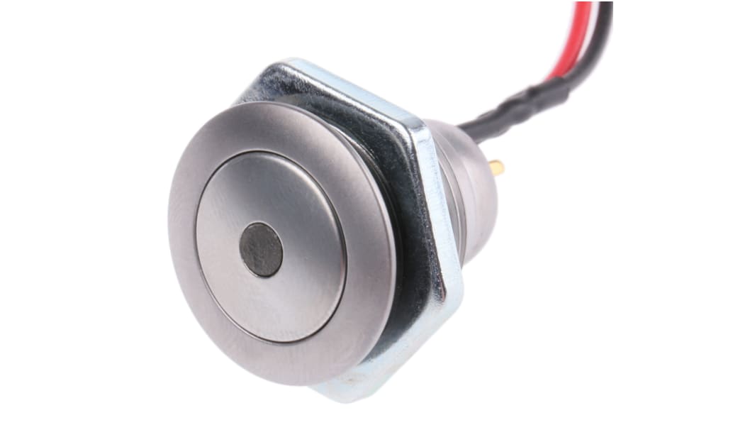 ITW Switches57M, 1-polet skifte Trykknapomskifter, Panelmontering, Momentan, Belyst, IP67, 48V dc
