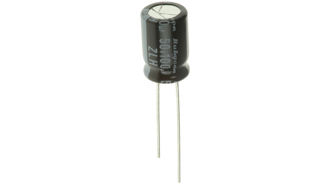 Rubycon ZLH, THT Aluminium-Elektrolyt Kondensator 100μF ±20% / 50V dc, Ø 8mm x 11.5mm, bis 105°C
