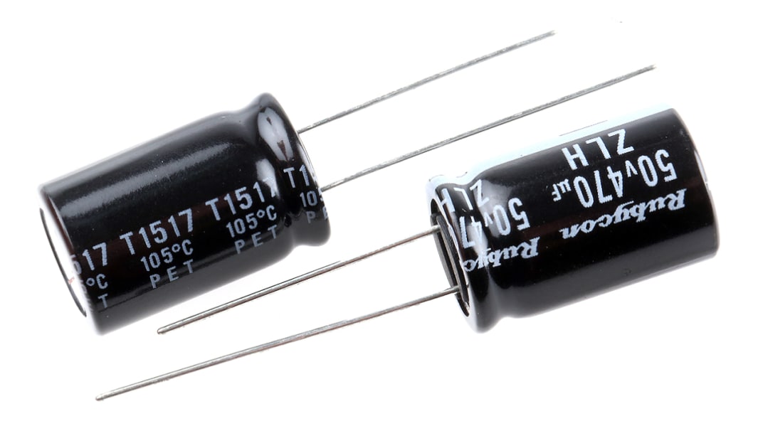 ルビコン 470μF,50V dc コンデンサ, ラジアル、 スルーホール ±20%, -40°Cから +105°C