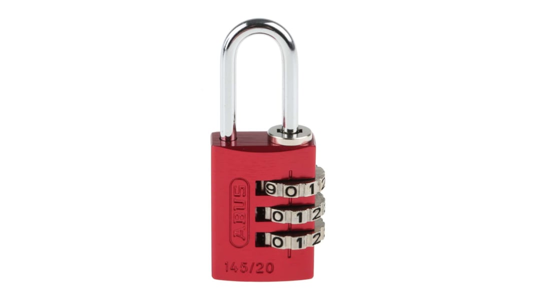 Lucchetto di sicurezza con combinazione ABUS per uso interno ed esterno, in , anello da 3mm, L. 22mm, col Rosso