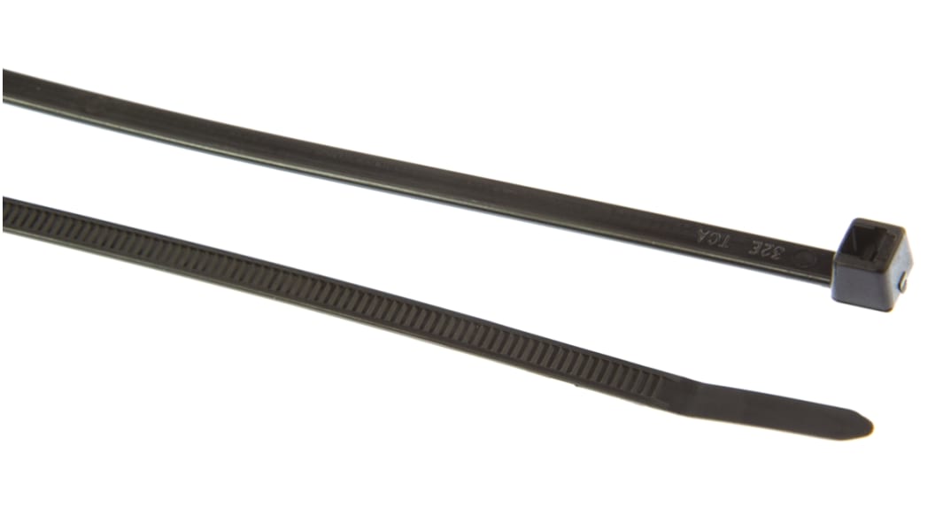 HellermannTyton Cable Tie, 390mm x 4.6 mm, Black Polyamide 6.6 (PA66), Pk-100