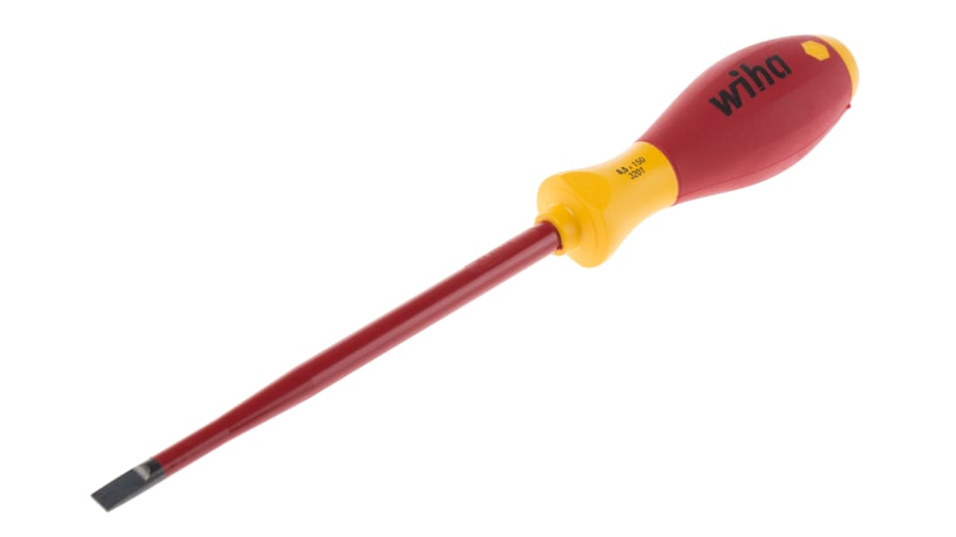 Wiha VDE 6,5 mm Schlitz Isolierter Schraubendreher, CrVMo-Stahl, 268 mm / Klinge 150 mm