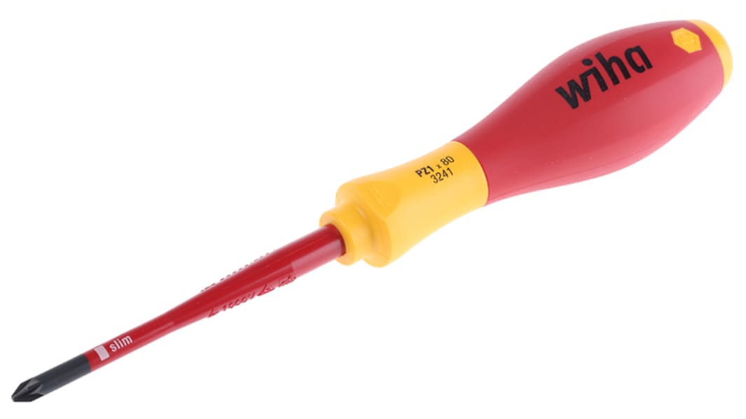 Wiha Pozidriv Insulated Screwdriver, PZ1 Tip, 80 mm Blade, VDE/1000V, 191 mm Overall
