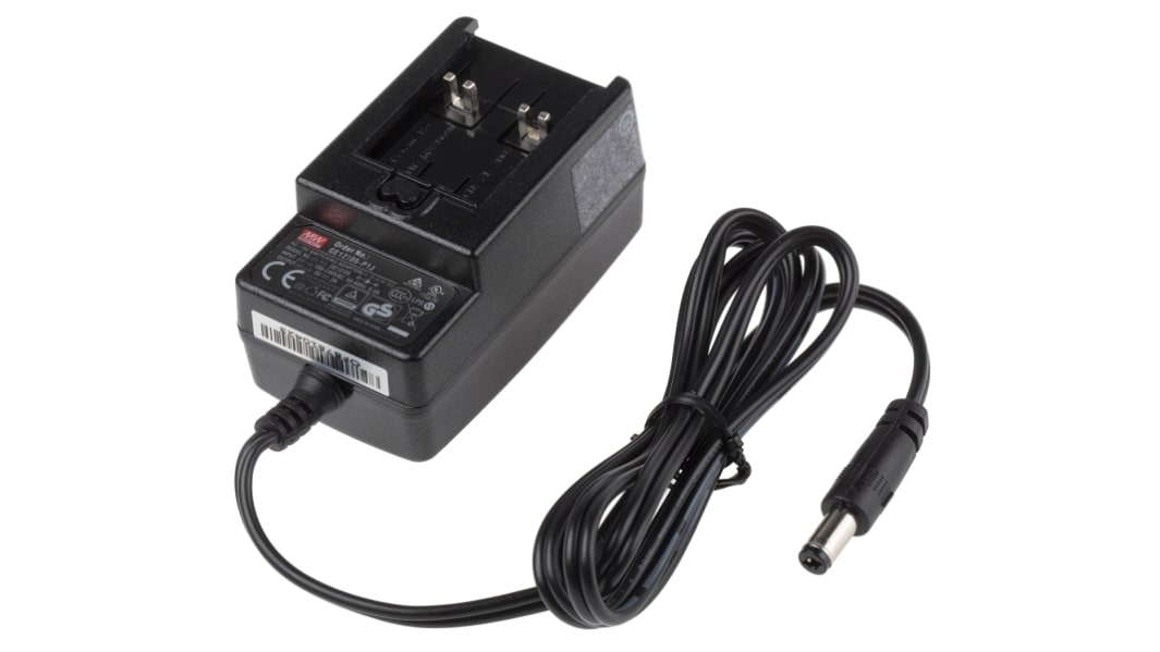 MEAN WELL 10W Plug-In AC/DC Adapter 5V dc Output, 2A Output