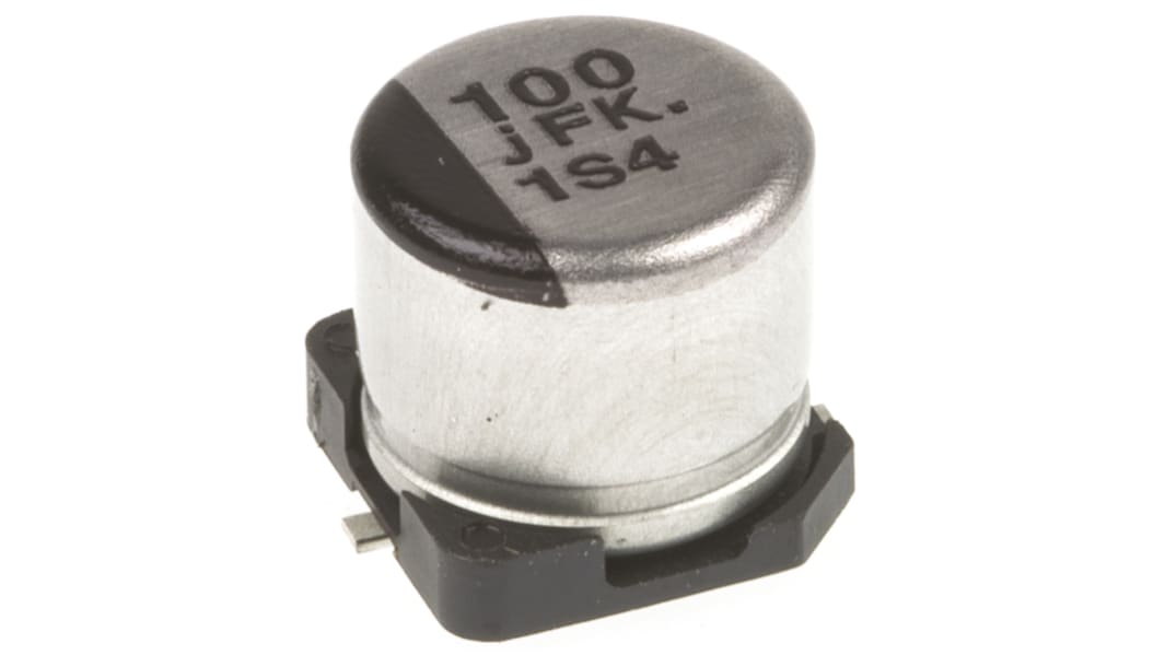 Panasonic , SMD Aluminium-Elektrolyt Kondensator 100μF ±20% / 6.3V dc, Ø 6.3mm x 5.8mm, bis 105°C