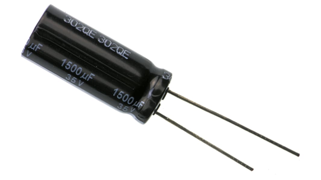 Panasonic , THT Aluminium-Elektrolyt Kondensator 1500μF ±20% / 35V dc, Ø 12.5mm x 30mm, bis 105°C
