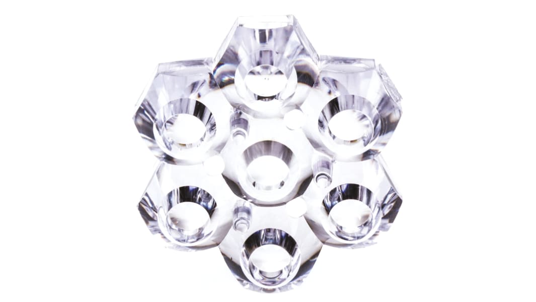 Lentille pour LED, Polymer Optics, 7 voies , diamètre 39.2mm, à utiliser avec LED Luxeon Rebel