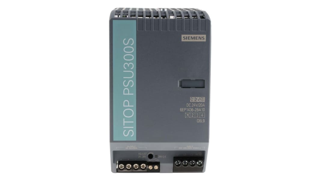 Siemens SITOP PSU300S DINレール取付け用スイッチング電源 24V dc, 20A, 480W