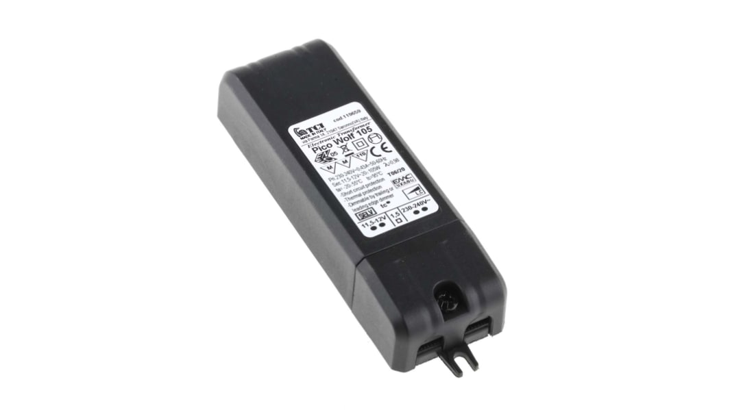Trasformatore spia Elettronico RS PRO, primario 230V ca, secondario 12V, 20 → 105W, 107 x 35 x 21 mm