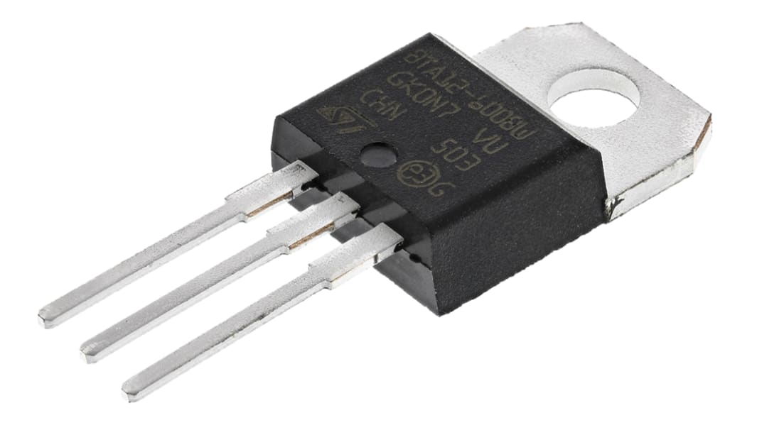 STMicroelectronics TRIAC 12A TO-220AB THT Gate Trigger 1.3V 50mA, 800V, 600V 3-Pin