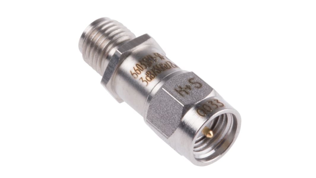 Huber+Suhner 50Ω RF Attenuator SMA Connector SMA Plug to Socket 3dB, Operating Frequency DC → 6GHz