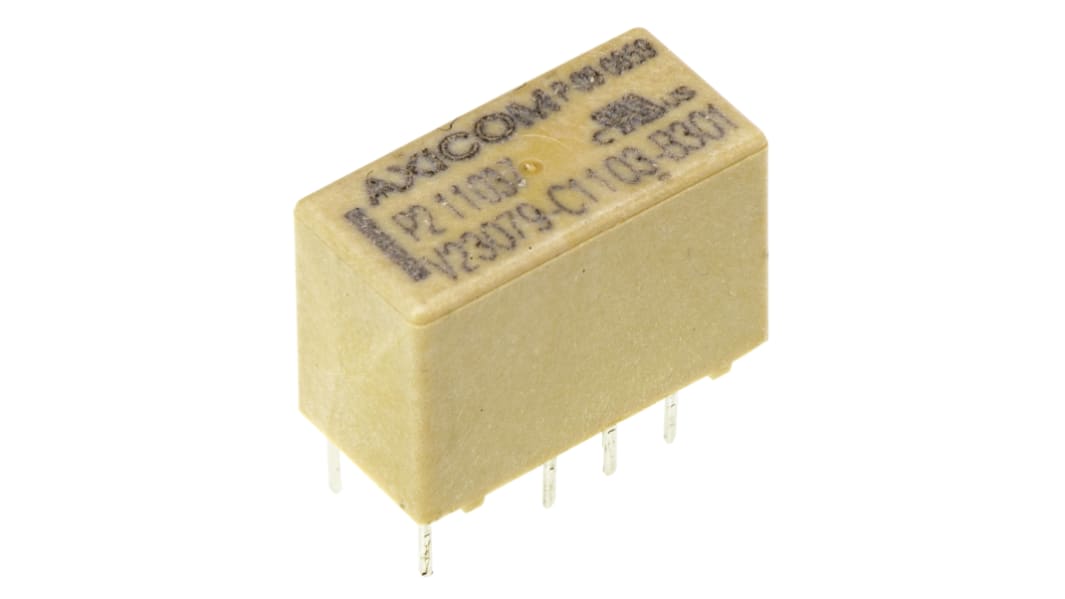 TE Connectivity PCB Mount Latching Signal Relay, 12V dc Coil, 2A Switching Current, DPDT