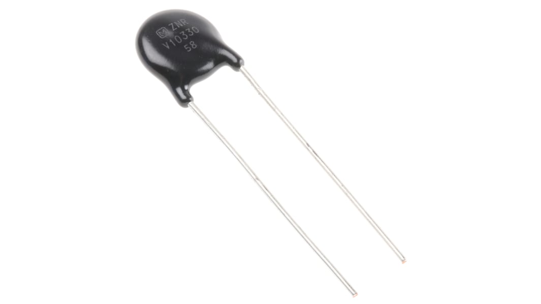 Panasonic V Überspannungsschutz, 6.3nF, 33V, 20V, 5J, ZNR / 5A, 1000A max., mm, Ø 11.5mm, 4.8mm, L. 34.5mm
