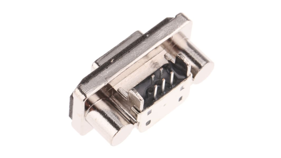 Amphenol Communications Solutions Right Angle, Through Hole, Socket Type Micro AB 2.0 USB Connector