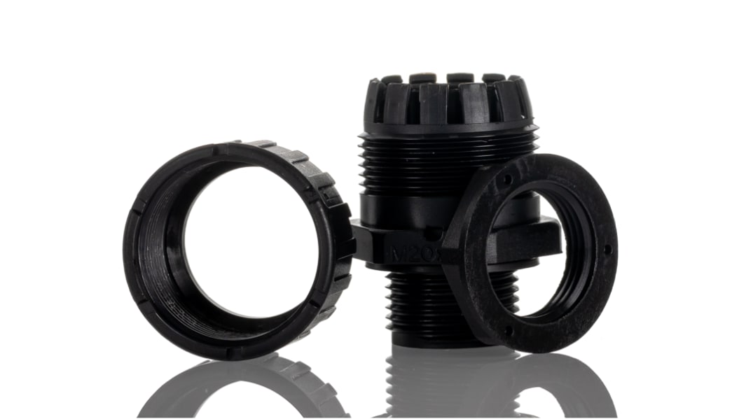 Adaptaflex Straight, Conduit Fitting, 20mm Nominal Size, M20, Nylon 66, Black IP65 rating