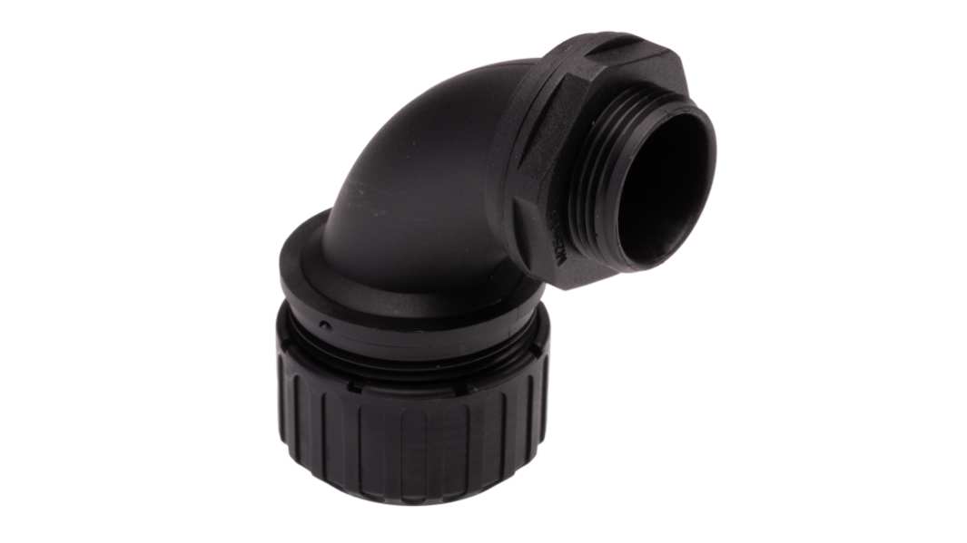 Adaptaflex 90° Elbow, Conduit Fitting, 25mm Nominal Size, M25, Nylon 66, Black IP65 rating