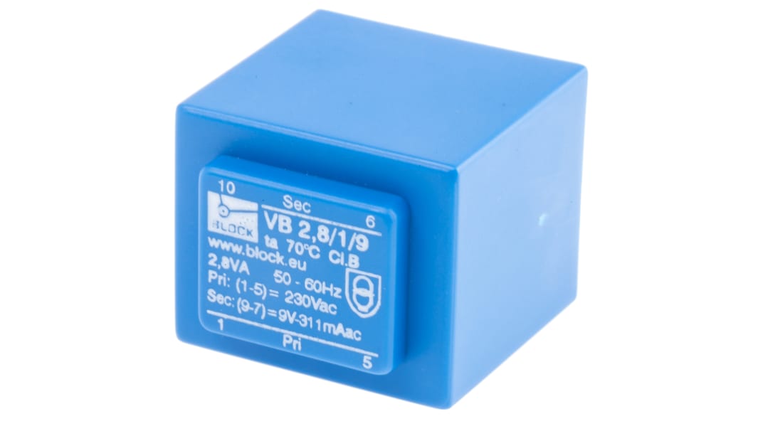 Block 9V ac 1 Output Through Hole PCB Transformer, 2.8VA