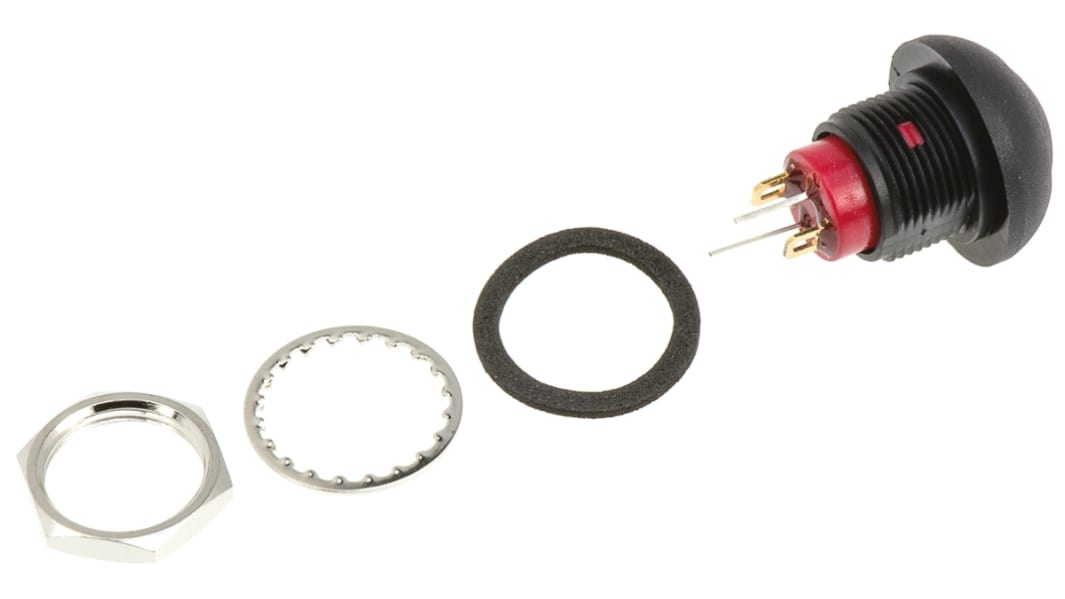 RS PRO Illuminated Miniature Push Button Switch, Momentary, Panel Mount, 13.6mm Cutout, SPST, Green LED, 32/50/125V ac,
