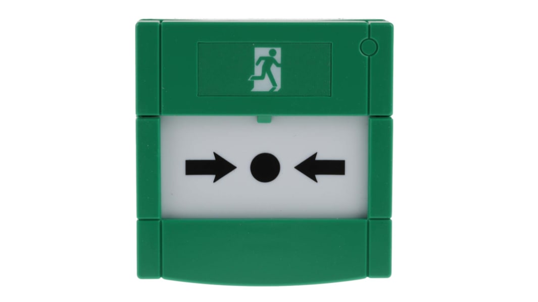 RS PRO Kunststoff Grün Handmelder für Notausgangsentriegelung, Knopf, Meldestelle für Notabschaltung, T 51 mm, B 85mm
