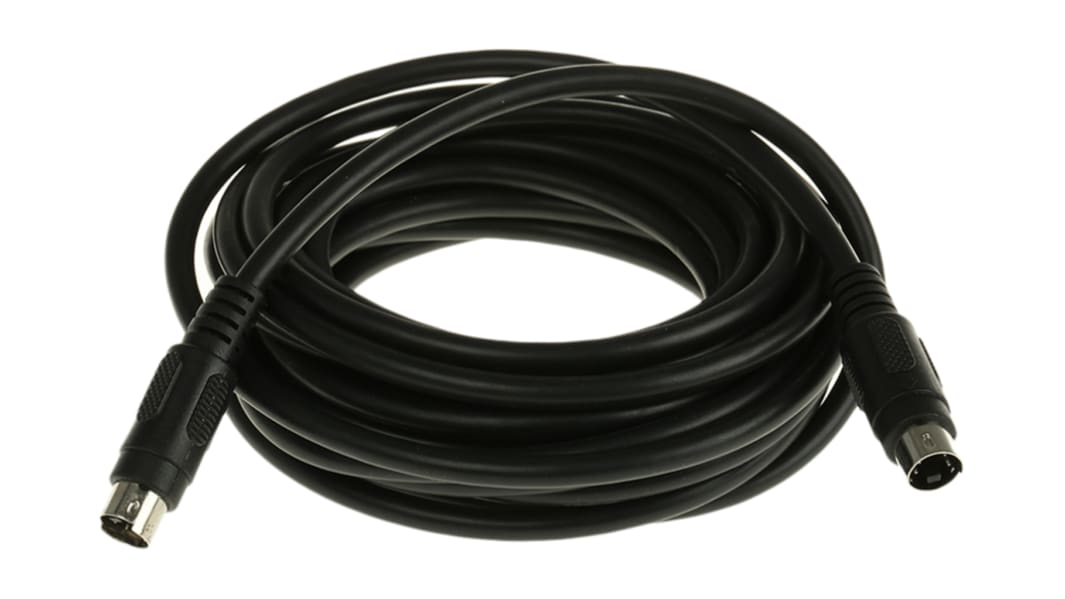 RS PRO Male 4 Pin mini-DIN to Male 4 Pin mini-DIN Black DIN Cable 5m