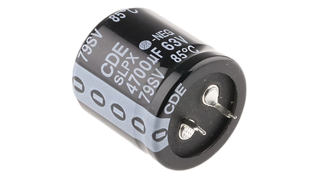 Cornell-Dubilier SLPX Snap-In Aluminium-Elektrolyt Kondensator 4700μF ±20% / 63V dc, Ø 30mm x 30mm, +85°C