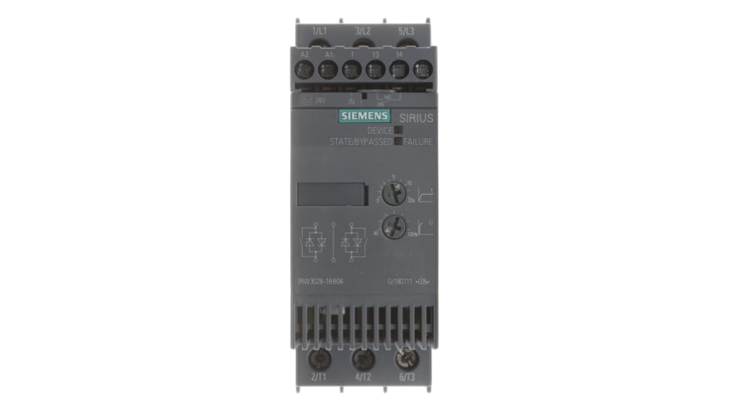 Démarreur progressif progressif, triphasé Siemens SIRIUS 3RW 3RW30, 18,5 kW 400 V c.a. 38 A