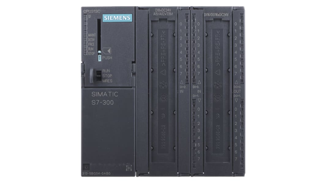 CPU PLC Siemens SIMATIC S7-300, ingressi: 28 (24 digitali, 4 analogici), uscite: 18 (16 digitali, 2 analogici), 46 I/O,