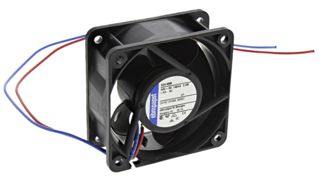 ebm-papst axiális ventilátor, 24 V DC, 60 x 60 x 25mm, 56m³/h, 8200rpm