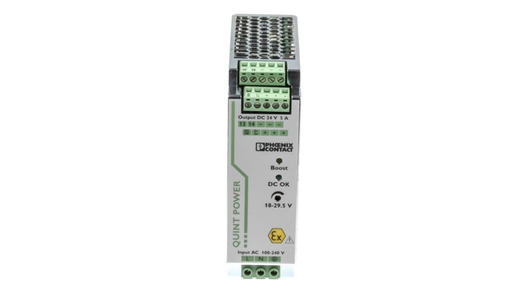 Alimentation pour rail DIN Phoenix Contact, série QUINT-PS/1AC/24DC/ 5/CO, 24V c.c.out 5A, 120W