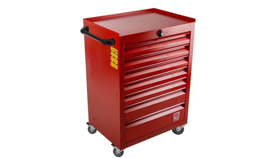 RS PRO 7 Drawer Steel Wheeled Tool Chest