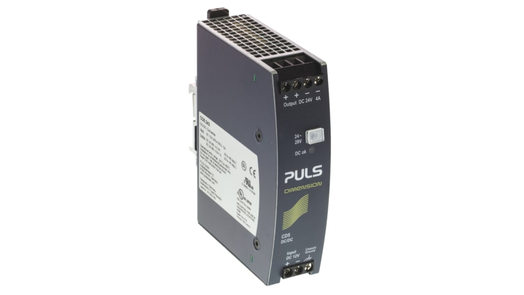 PULS DIMENSION-CD DC/DC-Wandler 96W 12 V dc IN, 24V dc OUT / 4A DIN-Schienen-Montage 1.5kV dc isoliert
