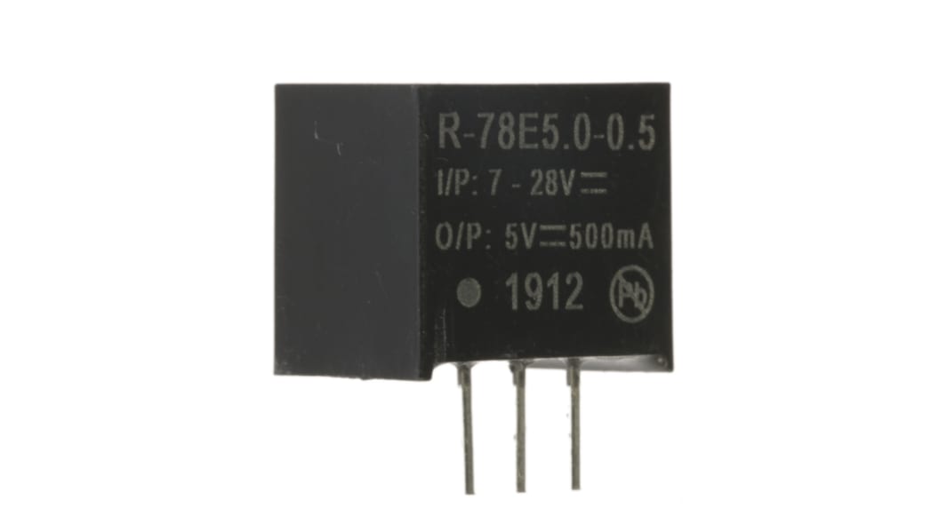 Recom Switching Regulator, Through Hole, 5V dc Output Voltage, 7 → 28V dc Input Voltage, 500mA Output Current, 1