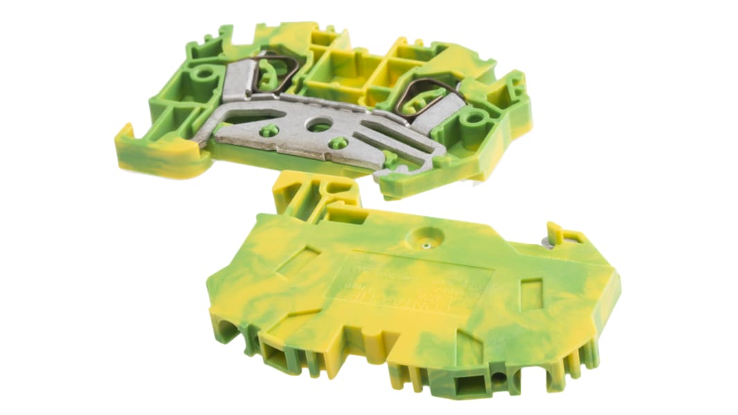 RS PRO Green/Yellow, 4mm², Single-Level, Spring Clamp Termination