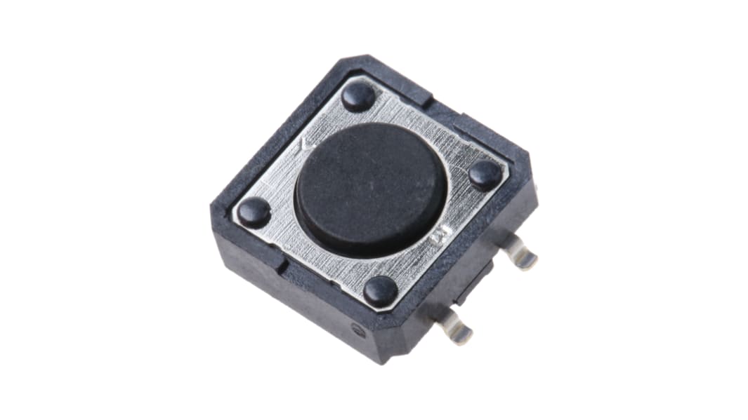 Omron Taster SPST, Lötanschluss 50 mA @ 24 V dc 0.4mm Kappe Schwarz, 12 x 12mm B. 12mm L. 12mm