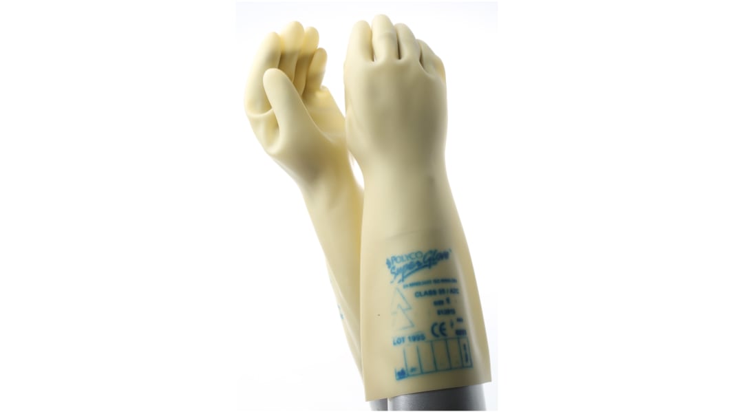 Polyco Healthline Electricians Gloves Yellow Latex Electrical Protection Electrical Insulating Gloves, Size 8, Latex