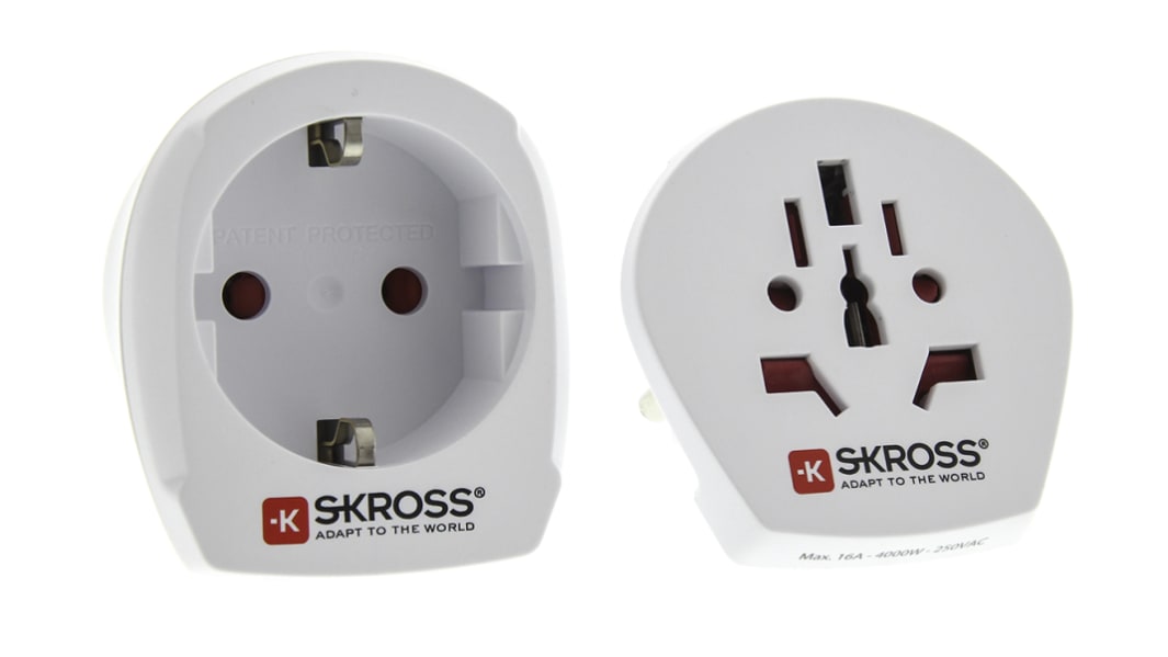 Adaptador universal SKROSS, 16A, de Australia, China, Europa, Italia, Reino Unido, EE. UU., a Europa, Suiza