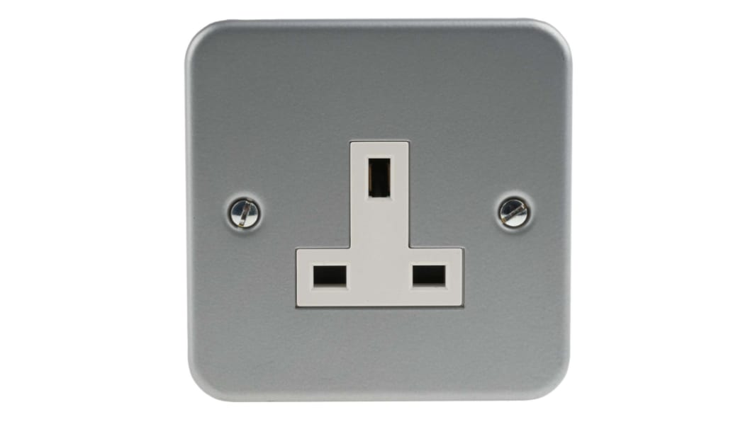 Toma eléctrica RS PRO, Gris, sin interruptor Interior, 13A, IP20 230 V