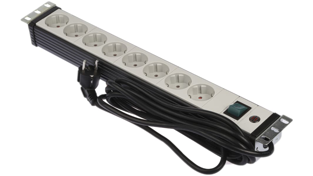 brennenstuhl Premium-Line Typ F – Deutscher Schutzkontakt Stromverteilungseinheit mit Schalter, 8-fach CEE 7/7