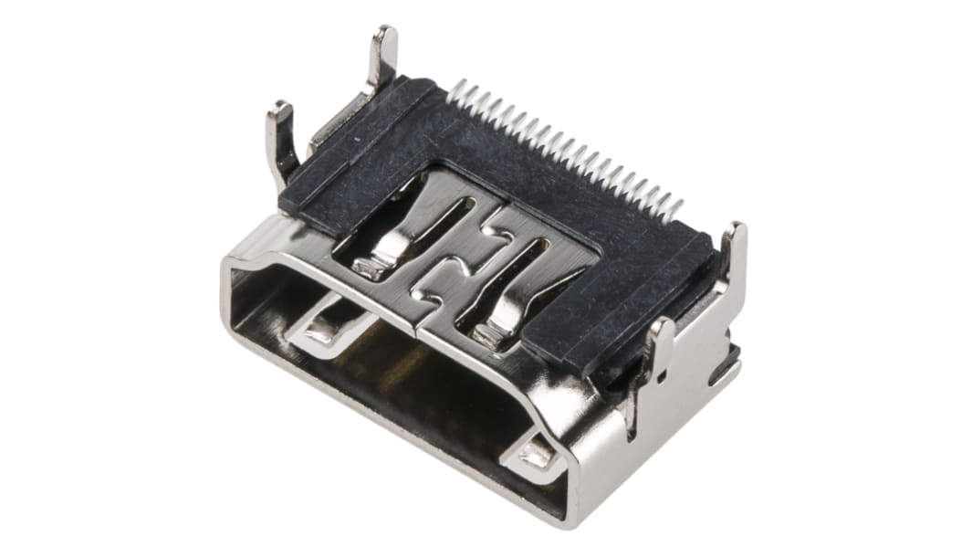 Amphenol Communications Solutions Type A 19 Way Female Right Angle HDMI Connector 40 V ac