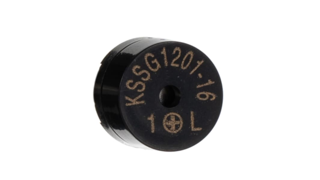 RS PRO 91dB PCB Mount External Magnetic Buzzer Component, 12 x 8.5mm, 1V ac Min, 2V ac Max