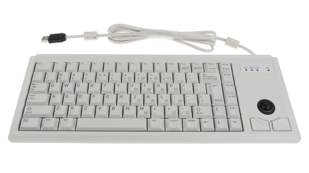 CHERRY Trackball-Tastatur QWERTY (UNS) Kabelgebunden Grau USB Kompakt, 370 x 139 x 19.6mm
