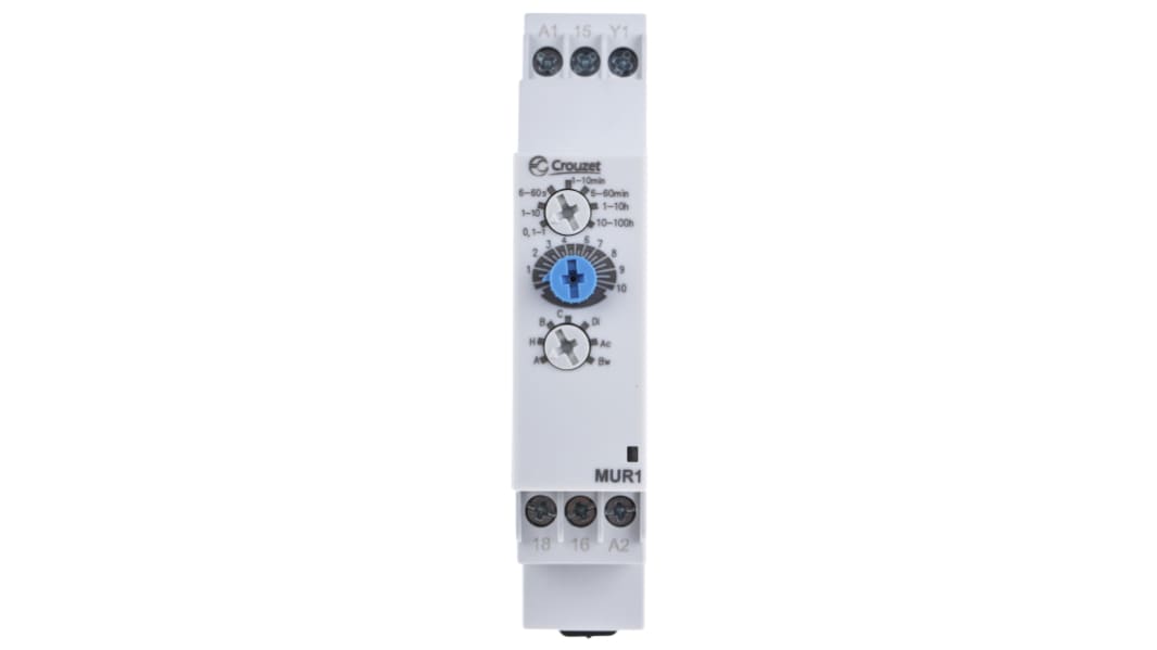 Crouzet 24 → 240 V ac, 24V dc Timer Relay, Multi-funktions timerfunktioner DIN-skinne