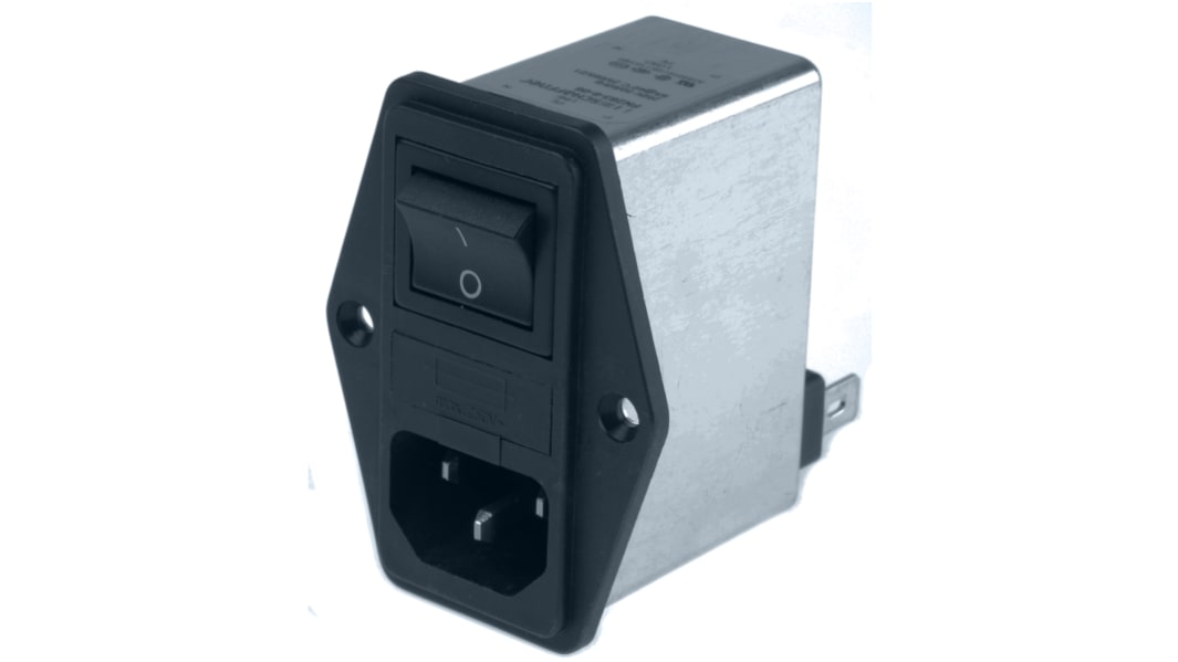Filtro ingresso IEC Schaffner C14 250 V c.a., 7.2A, Su flangia